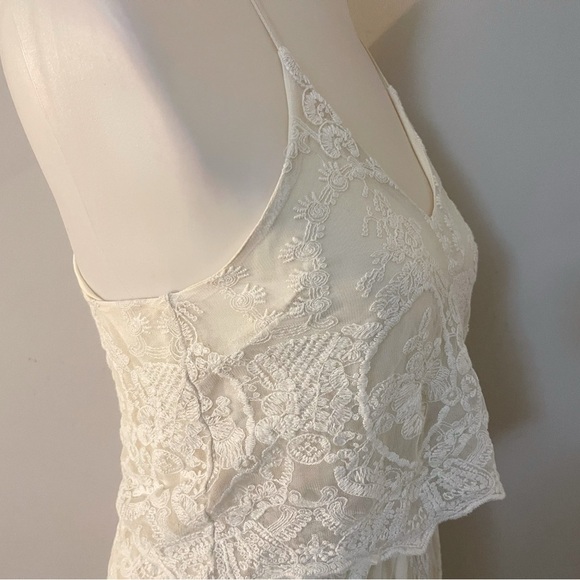 Lace cream colored maxi dress boho castlecore fairycore bohemian lace romantic - Picture 4 of 5